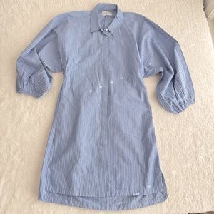 Modern Citizen NWOT Blue Striped Shirt Dress, Ballon Sleeve, Pockets, Size L